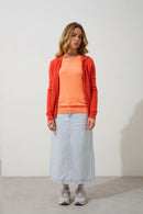 Gilet Zippé Capuche - Colombis - Orange Chiné