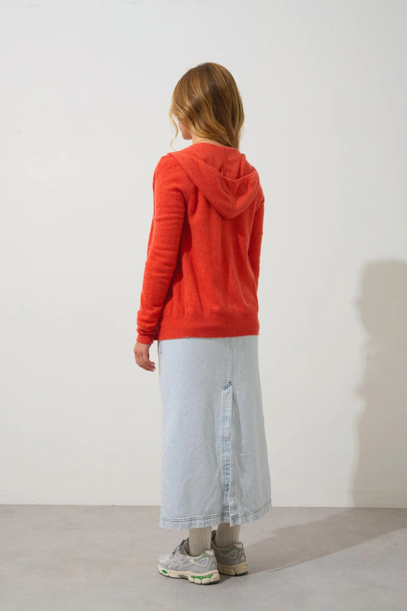 Gilet Zippé Capuche - Colombis - Orange Chiné