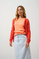 Gilet Zippé Capuche - Colombis - Orange Chiné