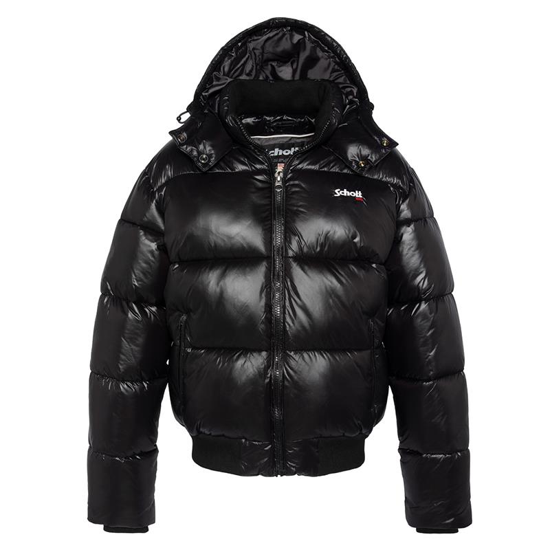 Schott - Doudoune À Capuche - Noir Foncé