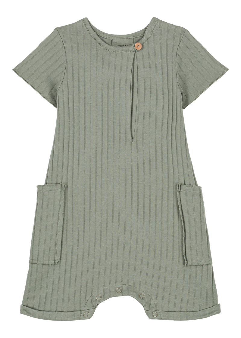 Mono corto de canalé Aimé Vert De Gris