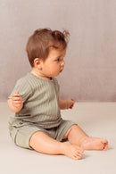 Mono corto de canalé Aimé Vert De Gris