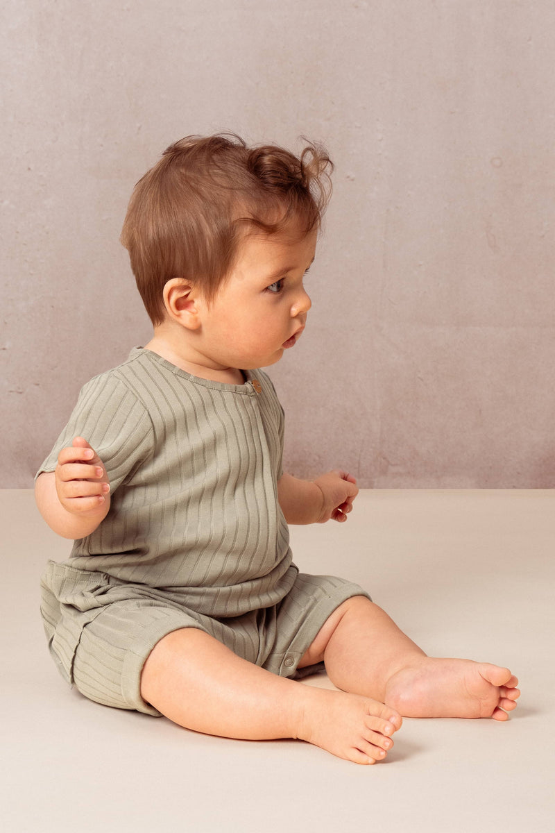 Mono corto de canalé Aimé Vert De Gris