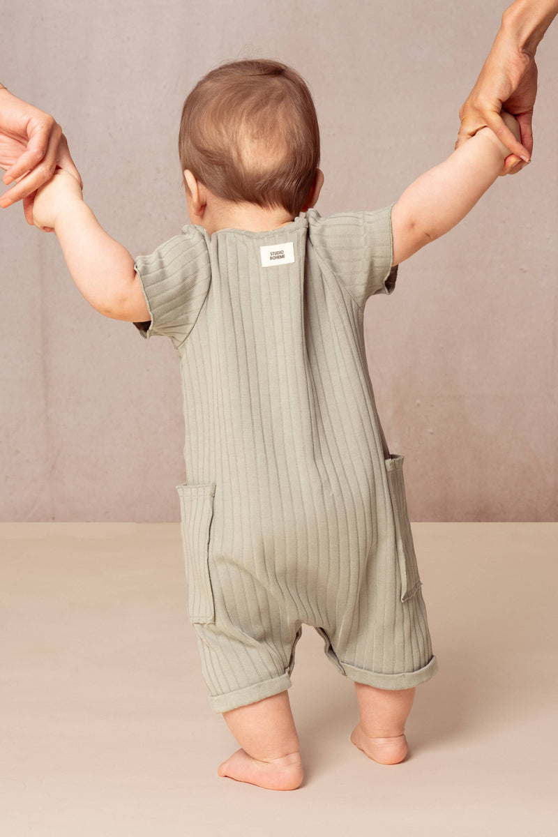 Mono corto de canalé Aimé Vert De Gris