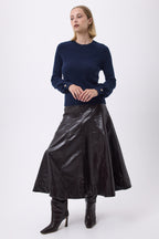 Pull Col Rond Boutons Rib Hommeche F Como - Bleu Marine - Femme