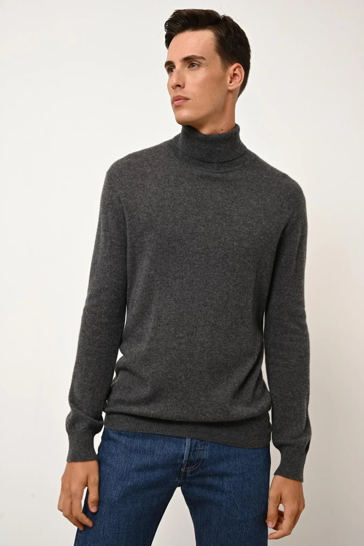 Roll-Neck Jumper - Connor - Heathered Anthracite