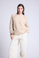 Pull Raglan Lurex Coralie - Beige Creme Et Lurex Dore - Femme