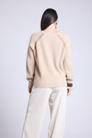 Pull Raglan Lurex Coralie - Beige Creme Et Lurex Dore - Femme