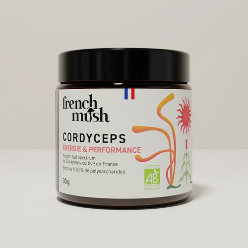 French Mush compléments alimentaires à base d'extraits de champignons médicinaux biologiques fabriqués en France Le Cordyceps Bio - poudre -