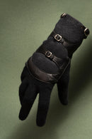 Gants Cory Maille Et Cuir Doublés Alpaga - Noir Tactile - Femme