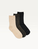 Pack De 3 Chaussettes - Côtelé Doré Marron Noir