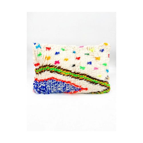 Coussin Berbère Marocain Azilal - Ecru À Motifs Colorés