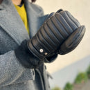 Mouffles Courchevel Cuir Doublés Lapin - Noir - Femme