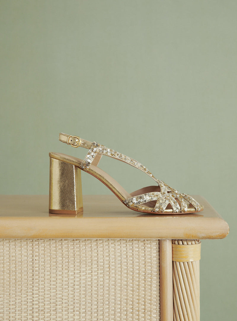 Sandales Couronne Sequin - Or/Argent