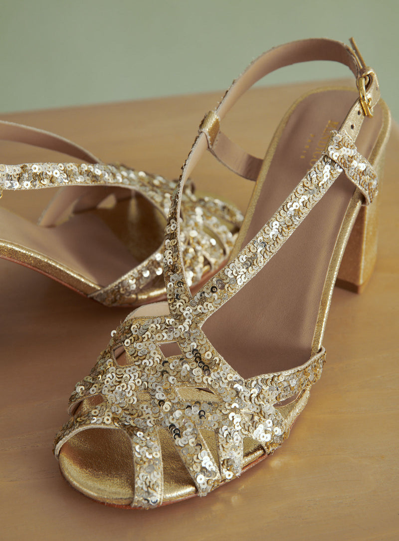 Sandales Couronne Sequin - Or/Argent