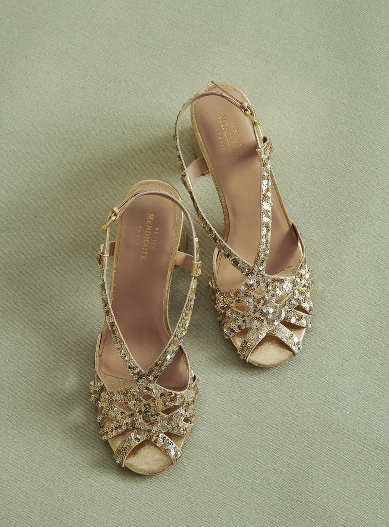 Sandales Couronne Sequin - Or/Argent