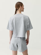 Kort T-shirt - Grijs gemêleerd - Dames