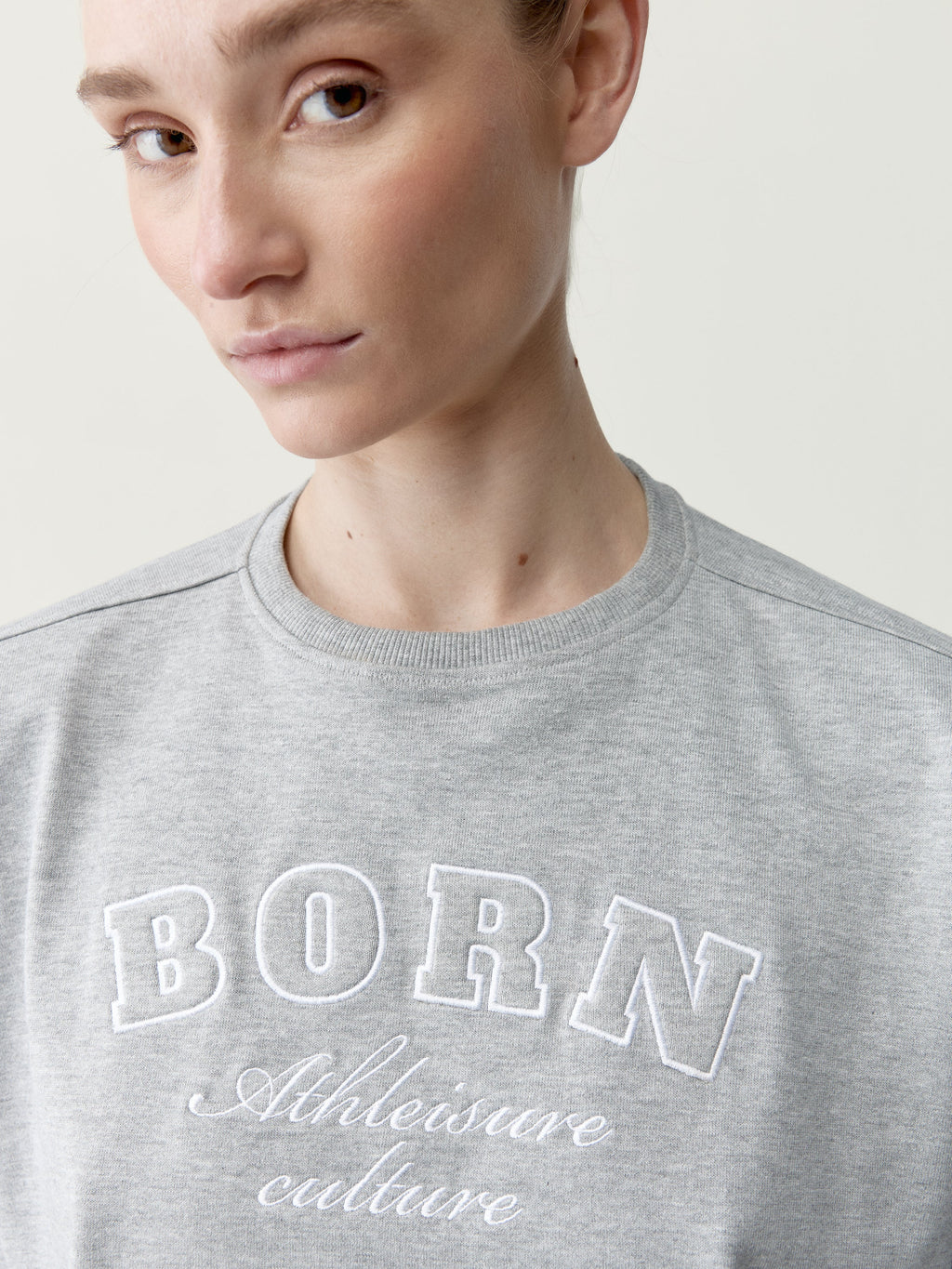 Kort T-shirt - Grijs gemêleerd - Dames