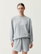 Kurzes Sweatshirt – Hellgrau Meliert – Damen