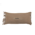 Linen Cushion Cover with Embroidered “Native American” Pattern - Brown