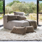 Linen Cushion Cover with Embroidered “Native American” Pattern - Brown