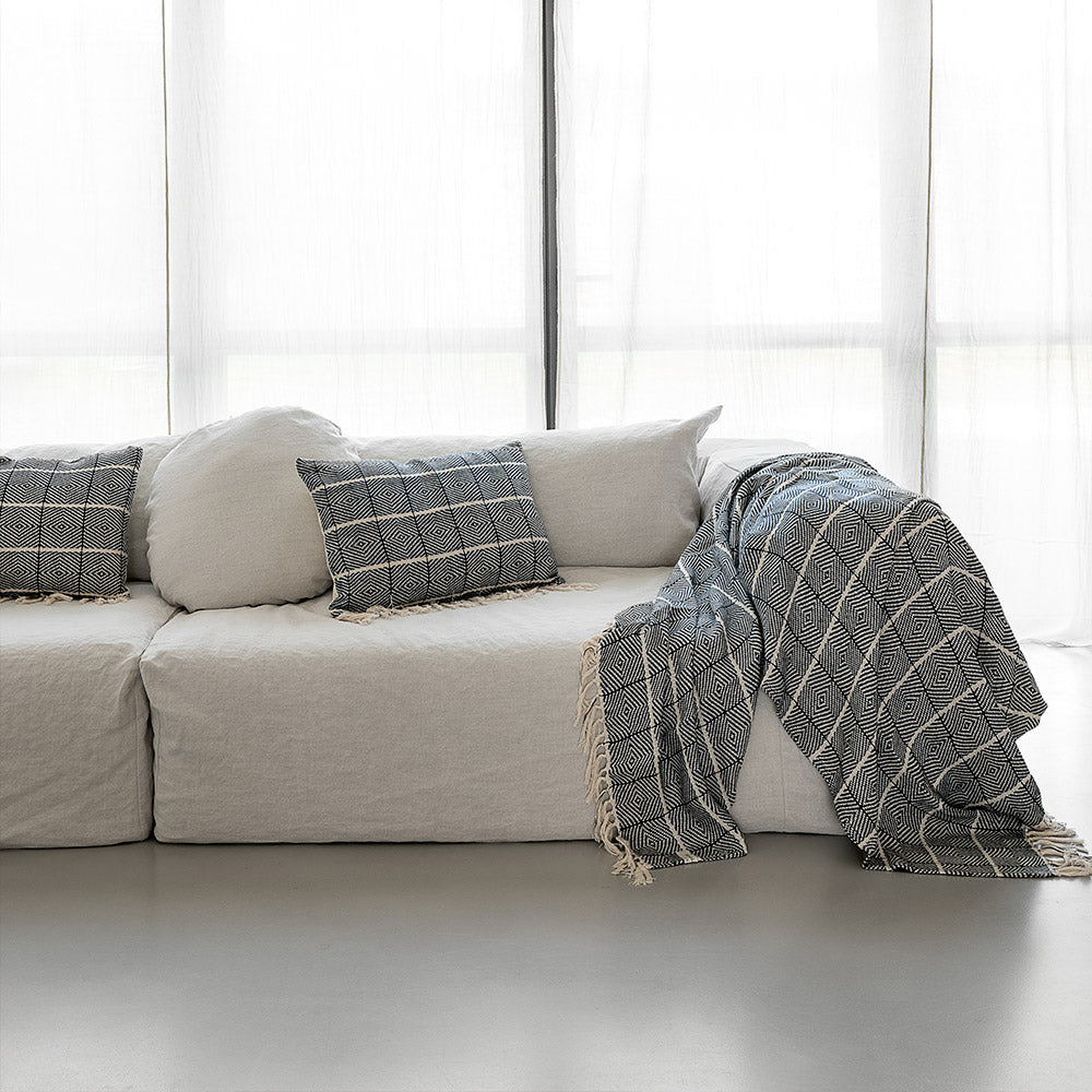 Housse De Coussin En Coton - Bleu