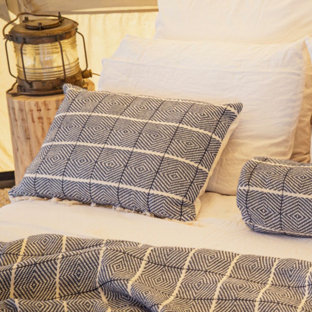 Housse De Coussin En Coton - Bleu