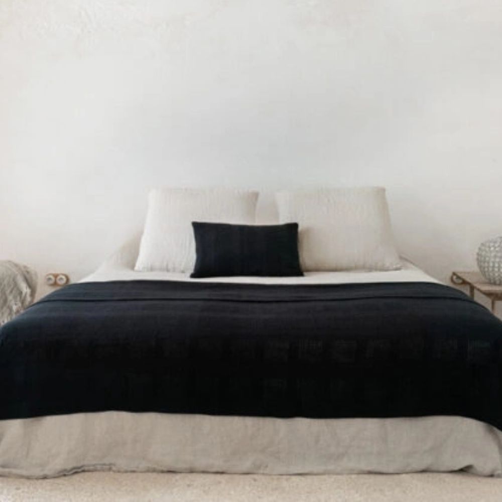 Crocheted Cotton Cushion Cover - Black