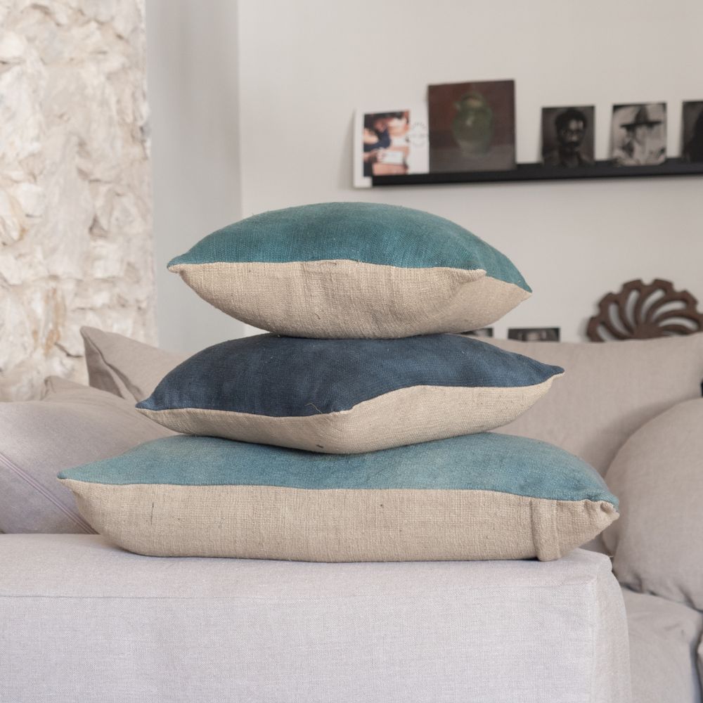 Housse De Coussin En Lin - Bleu