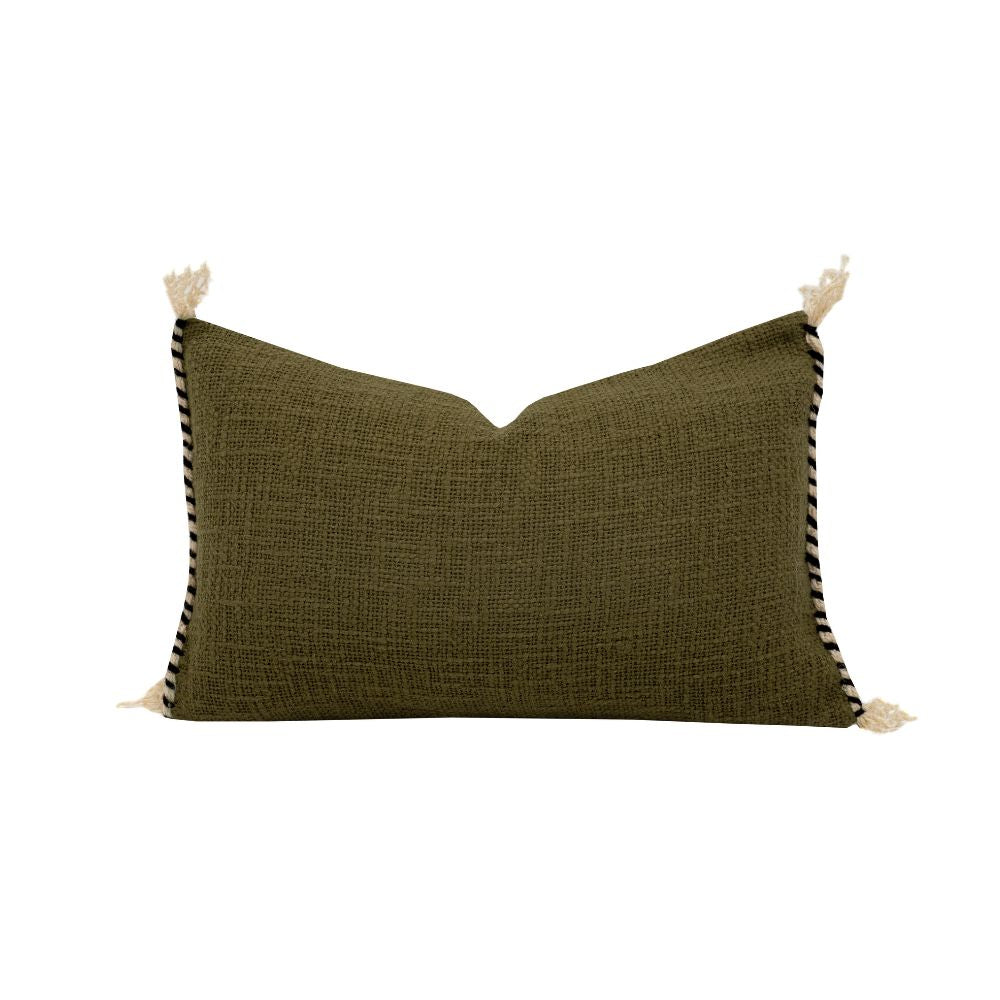 Housse De Coussin En Coton Flammé - Vert