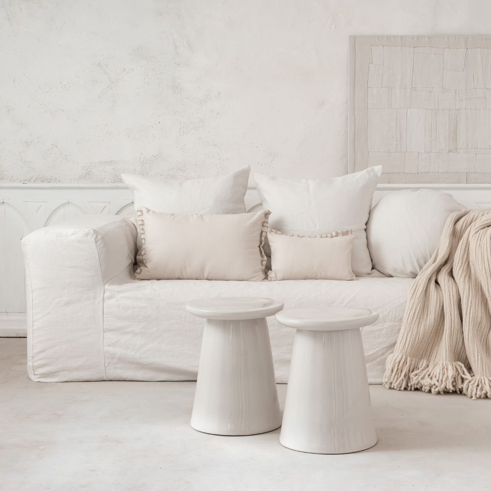 Linen and Cotton Cushion Cover - White