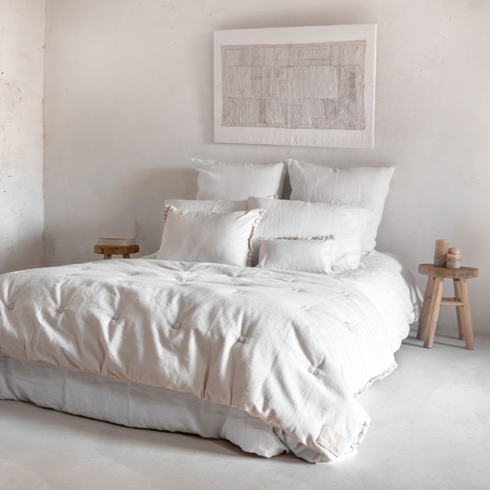 Housse De Coussin En Lin Et Coton - Blanc