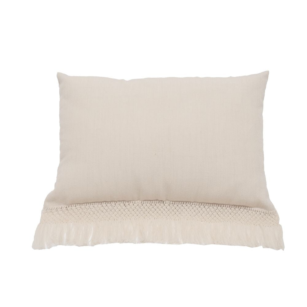 Macramé Embroidered Cushion Cover - Ecru