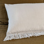 Macramé Embroidered Cushion Cover - Ecru