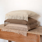 Macramé Embroidered Cushion Cover - Ecru