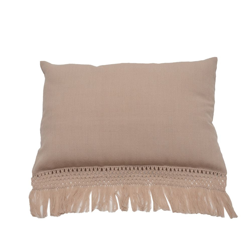Macramé Embroidered Cushion Cover - Pink