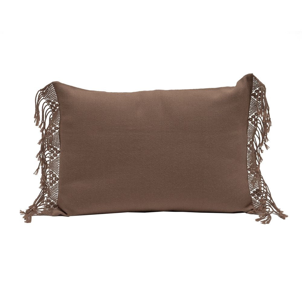 Housse De Coussin Broderie Macramé - Marron
