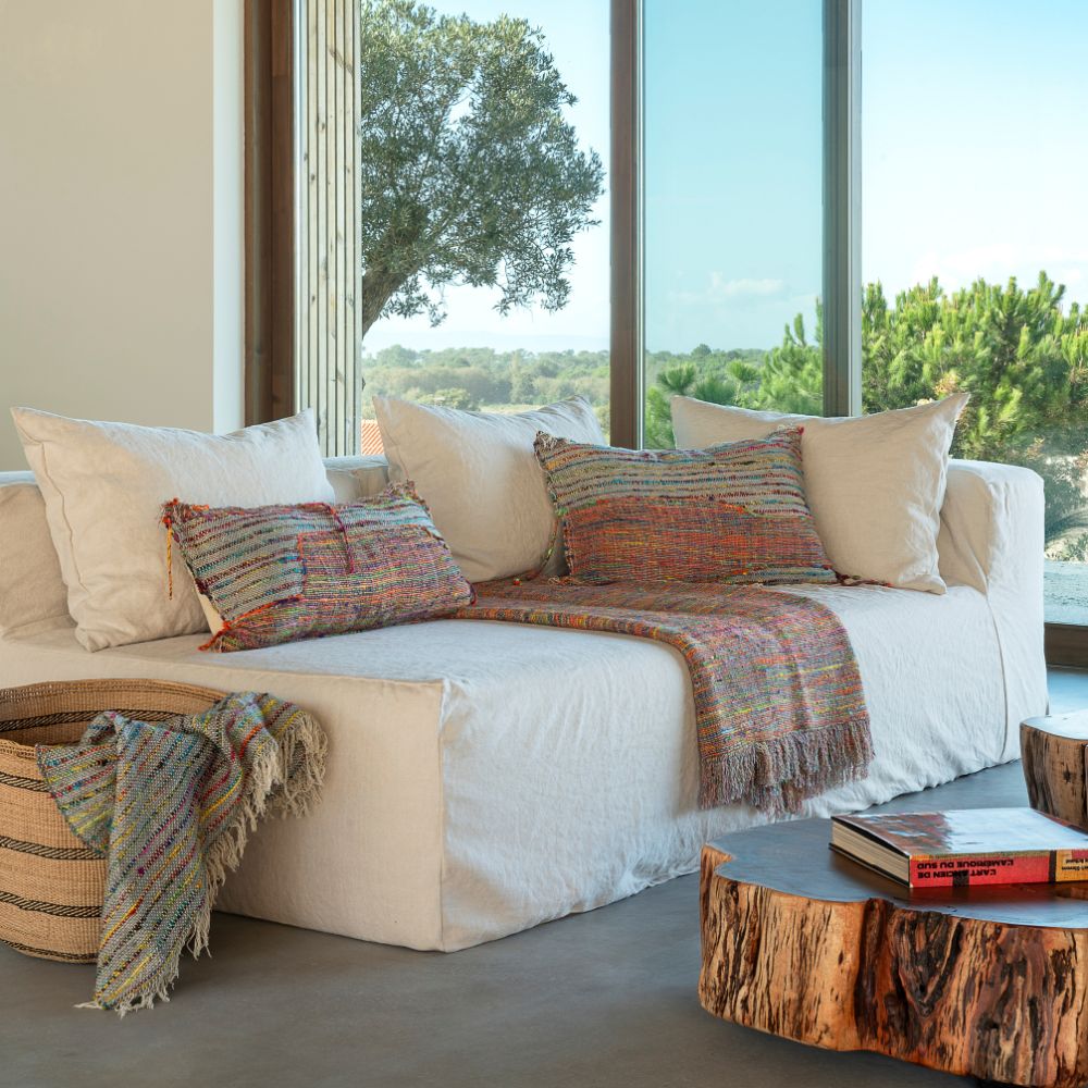 Housse De Coussin Multicolore À Tissage Manuel Covertogo - Brazil