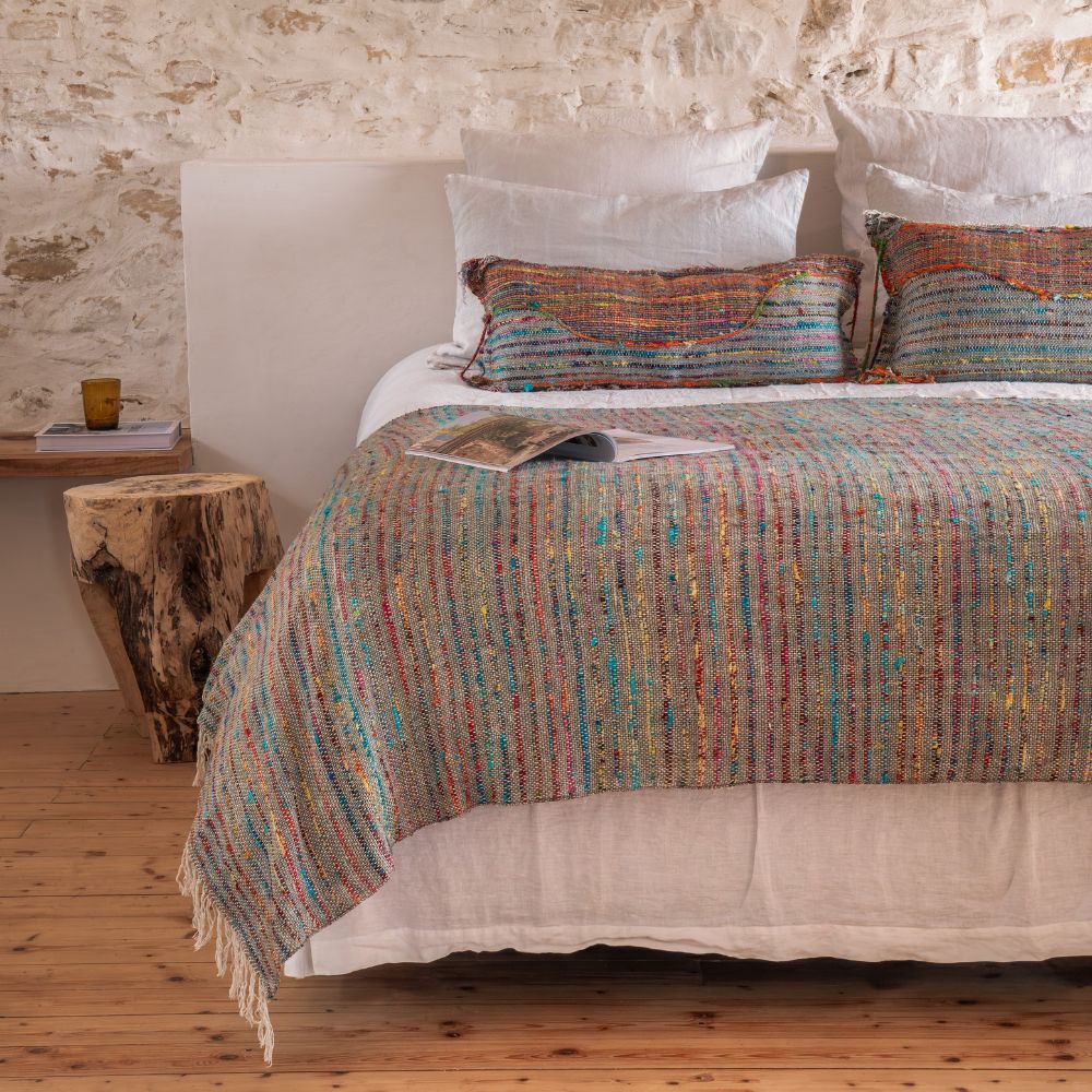Housse De Coussin Multicolore À Tissage Manuel Covertogo - Brazil