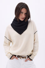 Plain Triangle Bandana Scarf Cozy - Black - Women