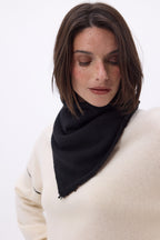 Plain Triangle Bandana Scarf Cozy - Black - Women