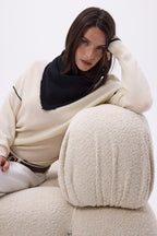 Plain Triangle Bandana Scarf Cozy - Black - Women