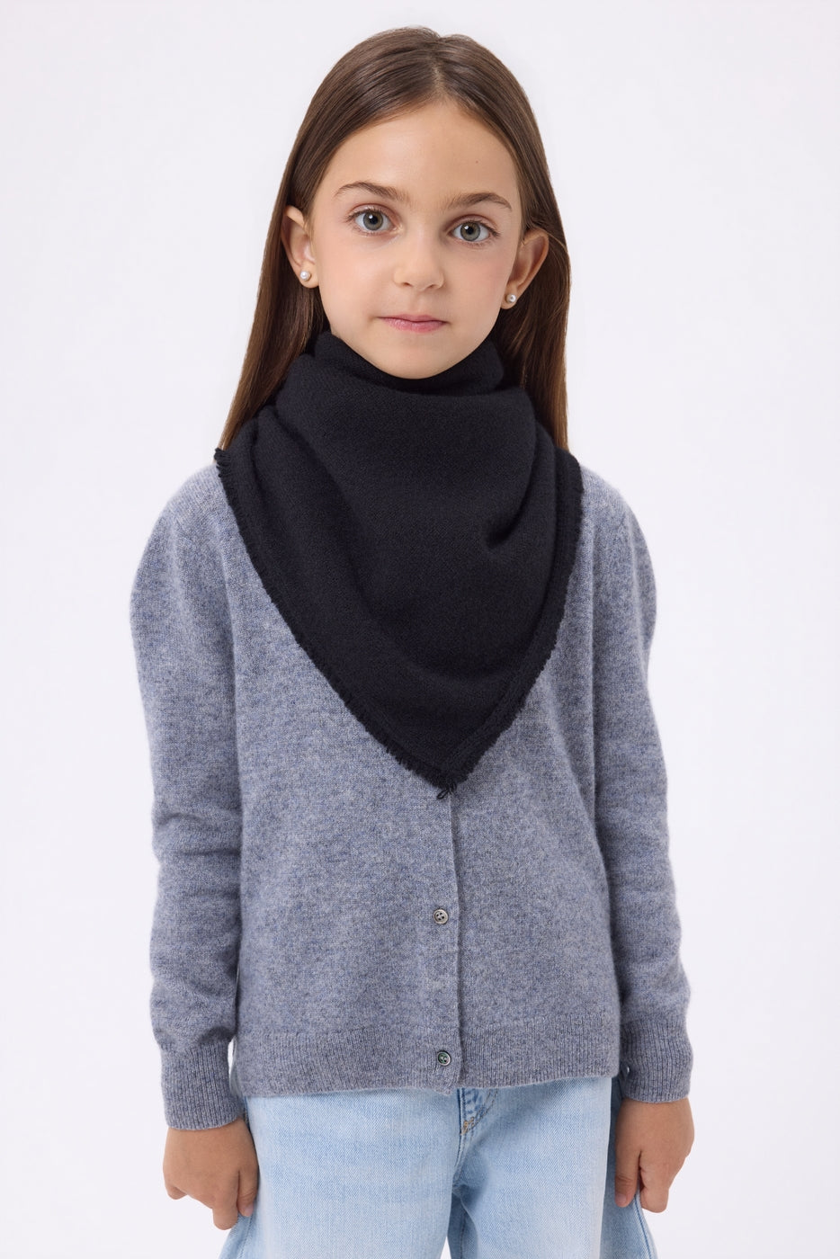 Bufanda bandana triangular lisa Cozy - Negra - Niño
