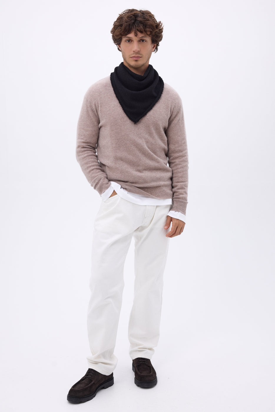 Bufanda bandana triangular lisa Cozy - Negro - Hombre