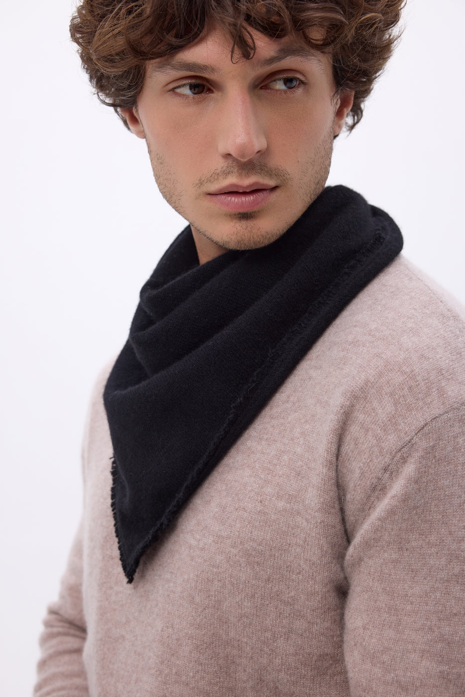 Bufanda bandana triangular lisa Cozy - Negro - Hombre