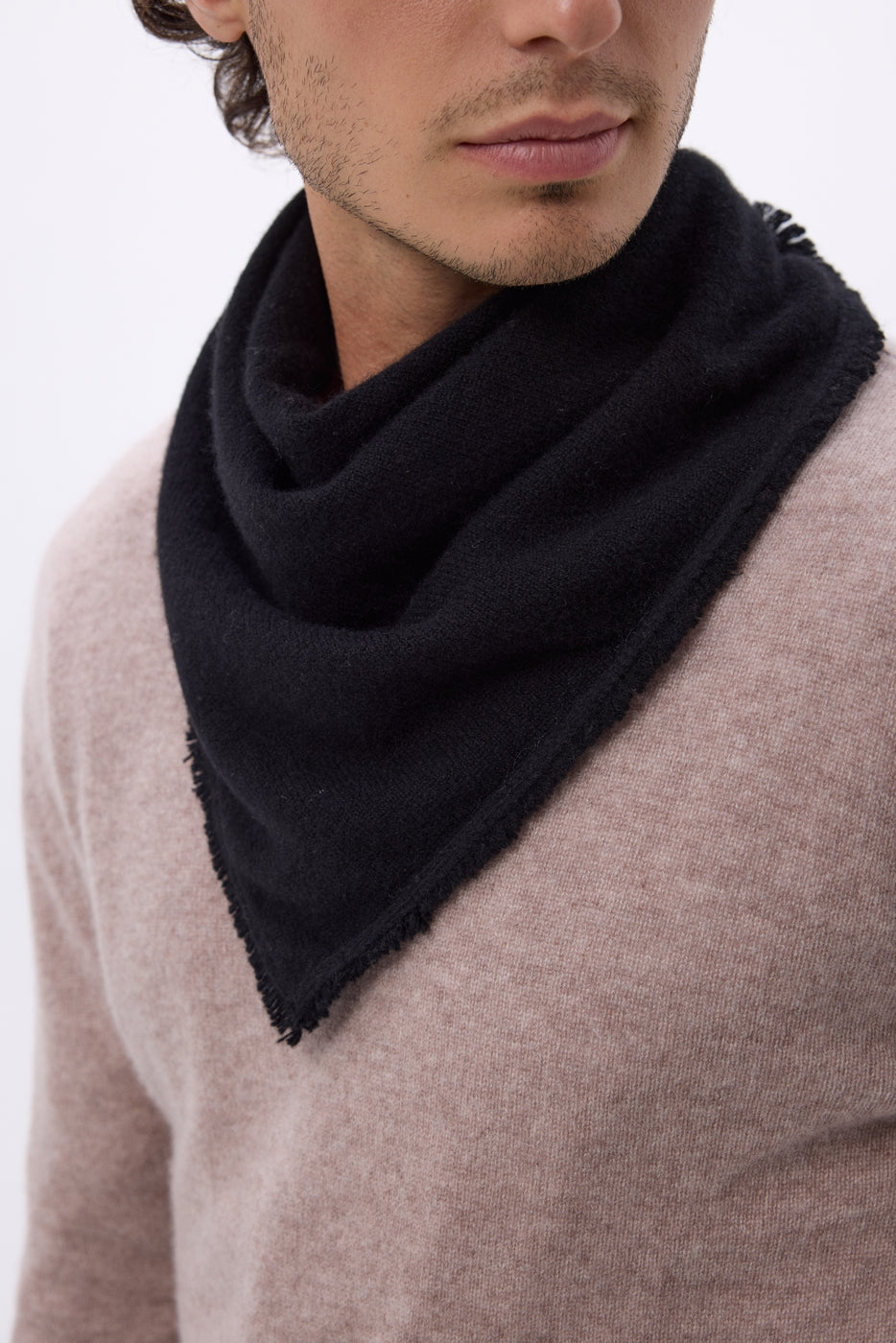 Bufanda bandana triangular lisa Cozy - Negro - Hombre