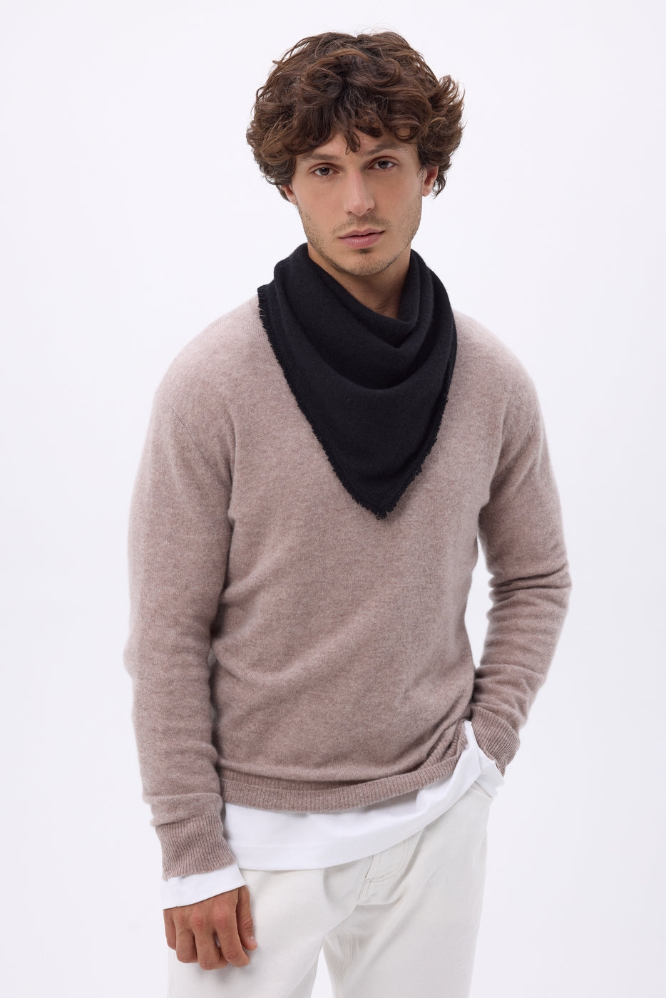 Bufanda bandana triangular lisa Cozy - Negro - Hombre