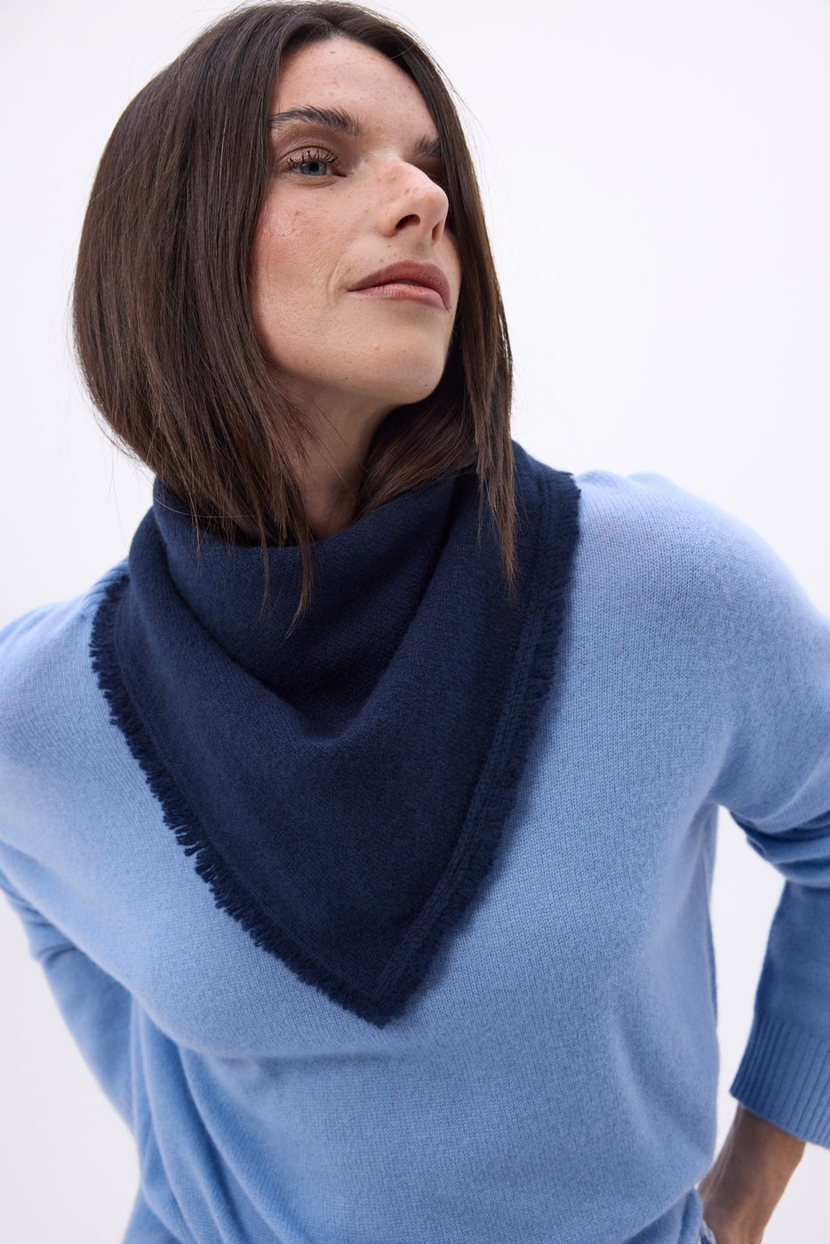 Bufanda bandana triangular lisa Cozy - Azul marino - Mujer