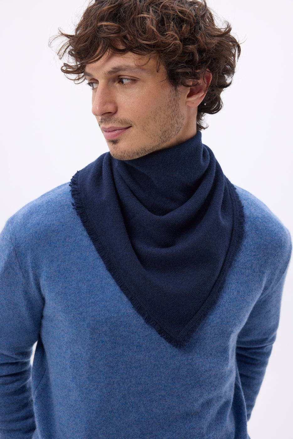 Bufanda bandana triangular lisa Cozy - Azul marino - Hombre