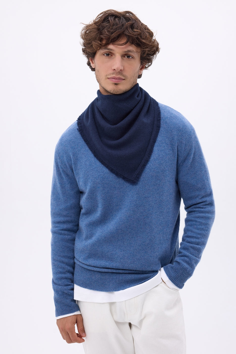 Bufanda bandana triangular lisa Cozy - Azul marino - Hombre